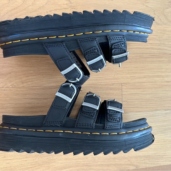Dr. Martens Platform Black Sandals with Silver Buckles - Picture 4 of 6